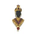 Ruby and hardstone brooch, Nardi, 1970s