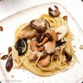 Spaghetti aux champignons et noix