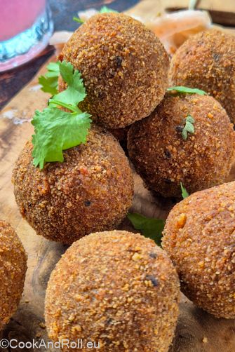 Arancini frits au risotto poireaux et miso