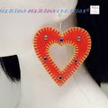 Original:Boucles d'oreilles !! INNER HEART !! en Simili Cuir Rouge taille 8cm x 8 cm BELICIOUS-DELICIOUS-CREATION 