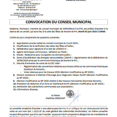 Conseil Municipal MERLERAULT-LE-PIN