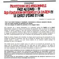Communiqué de presse :Protection des personnels face au covid – 19 Sud éducation interpelle la DASEN et le CHSCT d’EUre et Loir