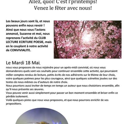 Invitation pour le 18 mai