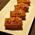 Financiers au chocolat noir, streuzel agrumes et oranges confites selon Valrhona