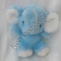 Doudou Peluche Eléphant Assis Bleu Et Blanc Ajena 14 cm