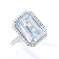 Attractive 14.18 carats step-cut fancy blue diamond ring