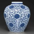 A large blue and white ovoid jar, Qianlong six-character seal mark in underglaze blue and of the period (1736-1795)