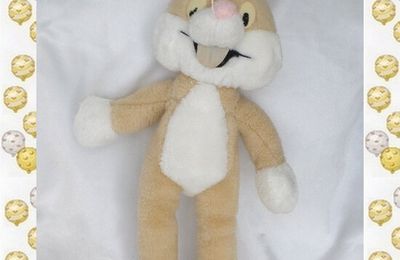 Doudou Peluche Lapin Bugs Bunny Marron Et Blanc Vintage