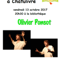 Vendredi 13 octobre Olivier Ponsot à Chatulivre