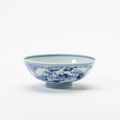 A Chinese blue and white 'hundred boys' bowl, Yongzheng underglaze blue six-character mark in double circle and of the period 