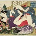 Kikugawa Eizan (1787-1867). A couple making love beside an open veranda (from a complete set of twelve prints from untitled seri