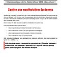 SOUTIEN AUX LYCÉENS: L'EXPRESSION DE LA FÉDÉRATION SUD ÉDUCATION