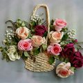 Panier de rose au ruban