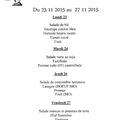 Menu de la cantine de l'école du 23/ 11/2015 au 27/ 11 / 2015