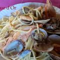 Spaghettis aux coques et crevettes-Les recettes de Enzo