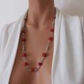 Collier rouge élégant pour femme, perles faites à la main