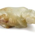 A finely carved jade figure of a buffalo, Song dynasty (960-1279)