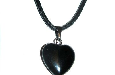 PENDENTIF COEUR ONYX 2 NOIR - Sur Bélière Argentée 