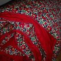 Plaid JULIE en Liberty d'anjo rouge, dos coton rouge et passepoil rouge hermes
