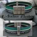 Tout est dit dans ce bracelet en cuir bleu-vert et marine avec inscription "Love-Heart-Hope" ! 