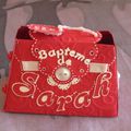 Boite à dragée en scrap: petit sac à main en scrapbooking