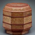 Octagonal Three-Tiered Cosmetic Box (Bajiao Sanceng Lian) with Peony Scrolls, Yuan dynasty (1279-1368)