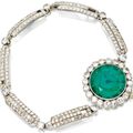 Lady's emerald and diamond wristwatch, Cartier, circa 1920. 