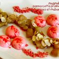 Rhubarbe et sa panna cotta aux pralines roses et chocolat blanc 