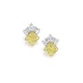 Magnificent pair of platinum, 18 karat gold, fancy vivid yellow diamond and diamond pendants, Molina