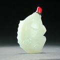 Carved fish form white jade snuff bottle, China, 18th-19th century