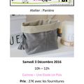 Atelier couture du Samedi 3 décembre 2016 à Créaludres