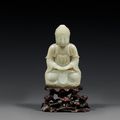 Statuette en jade néphrite céladon, représentant le Bouddha, Chine, dynastie Qing, XIXe siècle