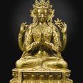 A gilt-bronze figure of a Sadaksari Avalokiteshvara, Qing dynasty, Kangxi period (1662-1722)