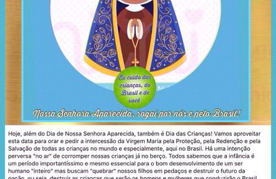 Oremos por nossas Crianças! - 12 de outubro: Dia das Crianças mas  também Dia da Mãe Aparecida