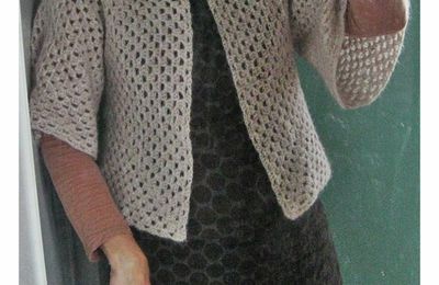 Mon gilet au crochet shrug ( 2 hexagones cousus entre eux) je l'adore! Le fil est un vrai nuage de chaleur il y a de l'alpaga !