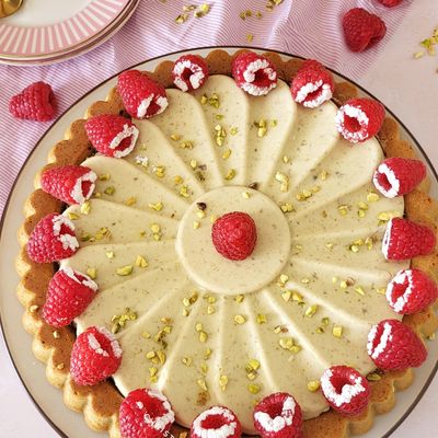 Tarte moelleuse pistache/framboises et son cheesecake 