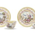 A pair of Meissen teabowls and saucers of 'Half-Figure Service' type, circa 1723-25