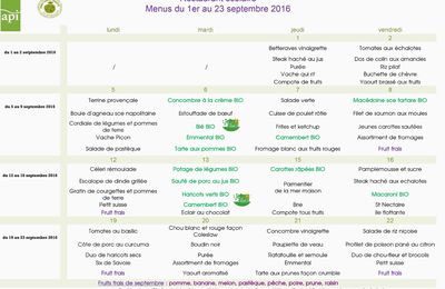 Menus septembre-décembre 2016