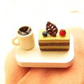 Chocolate Cake and Coffee - Miniature Food Rings by SouZouCreations at Etsy