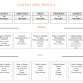 Cartes des menus de la semaine prochaine 