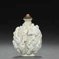 A porcelain snuff bottle with eighteen luohan, Jiaqing period