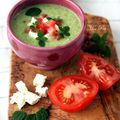 Soupe froide de courgette à la menthe et féta au cumin