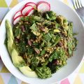 Poêlée de légumes verts au sarrasin et pesto menthe -pistache (vegan)