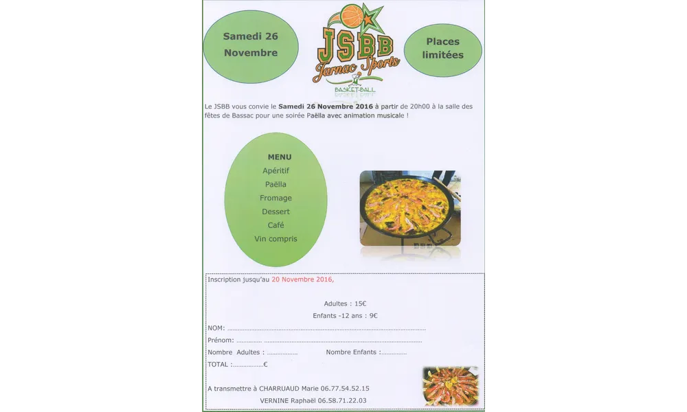 PAELLA JSBB - Samedi 26 Novembre 2016