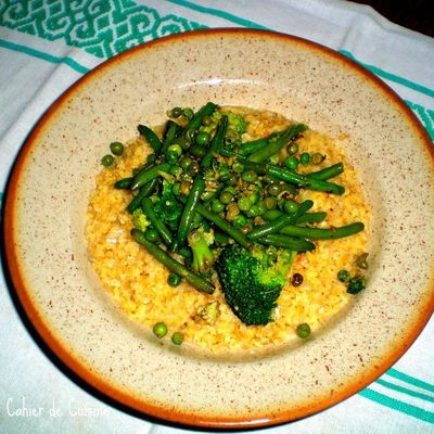 Un risotto de boulghour aux légumes verts...