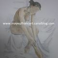 Une nouvelle aquarelle de Mayeul Francart : "La femme nue, se massant la jambe"...
