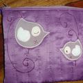 trousse a crayons en tissu applique oiseaux