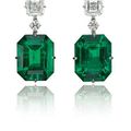 A pair of exceptional emerald and diamond earrings