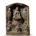 A Fine Greystone Buddhist Votive Stele, Sui or Tang Dynasty, 7th Century