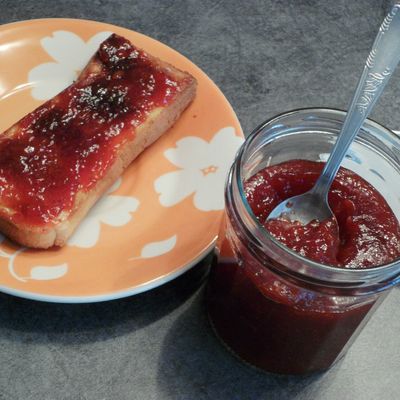 Sorbet (et confiture) fraise/rhubarbe vanillée